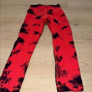 Lululemon Athletica Red and dark blue Tie-Dye Leggings